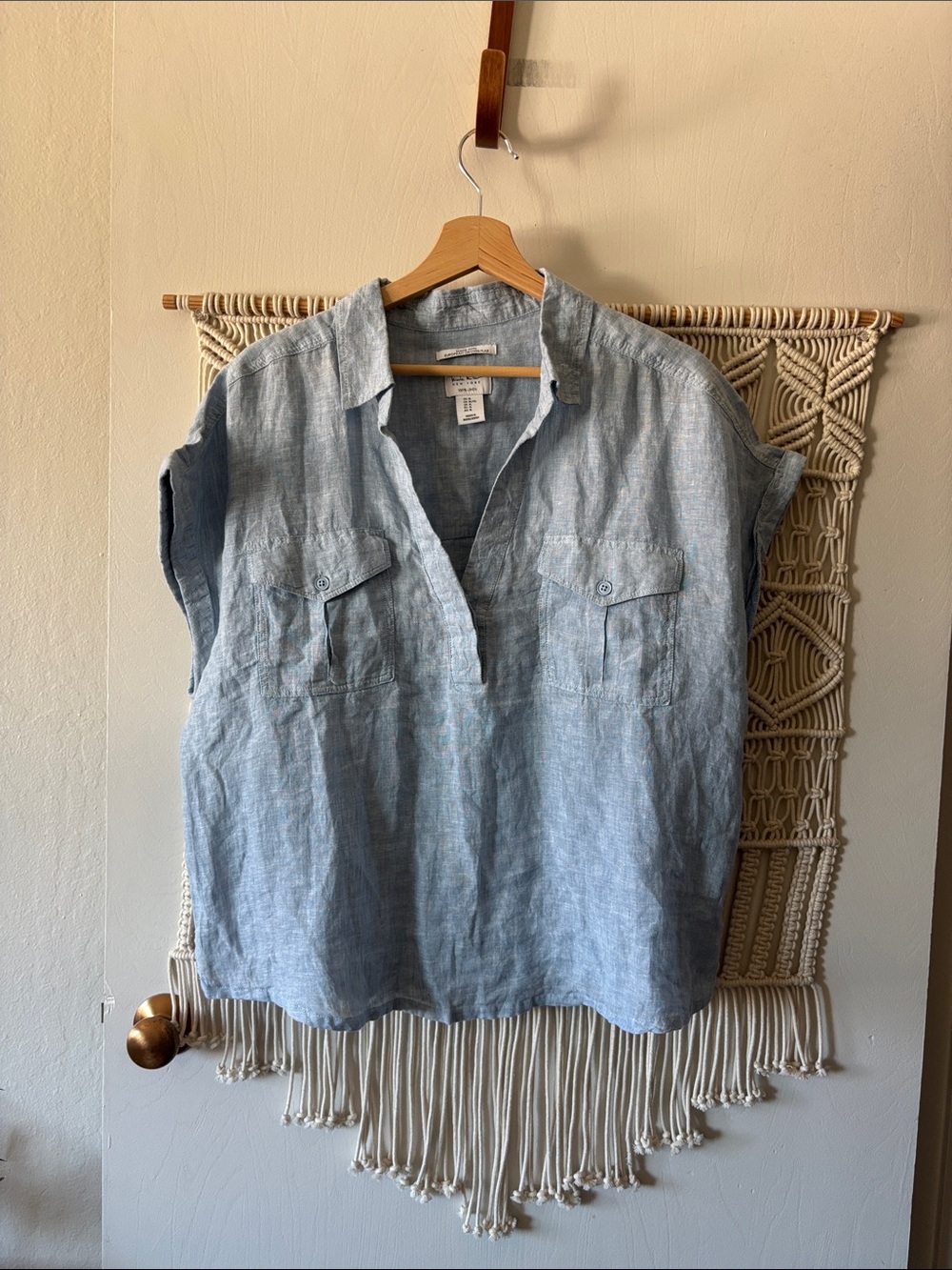 Nicole Miller Light Blue Linen Popover